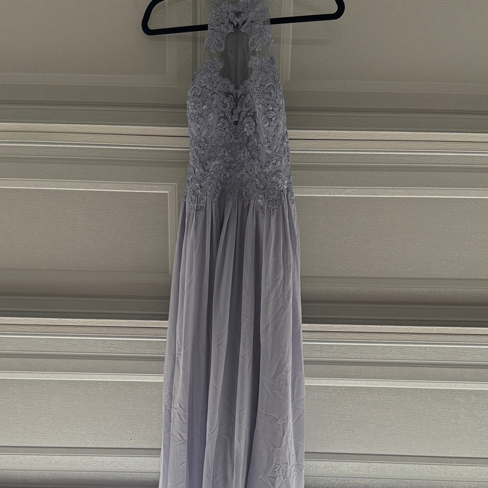 Azazie Lavender Lace Backless Dress